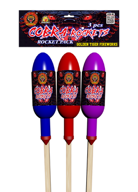 COBRA ROCKETS 1.3G Large Shell Rockets - Pack of 3 (1 PACK ONLY)