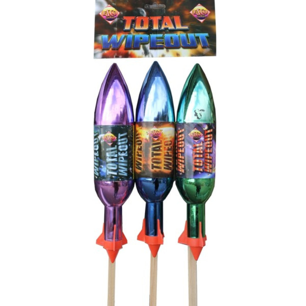 Total Wipeout Shell 1.3G Rockets - Pack of 3 (1 PACK ONLY)